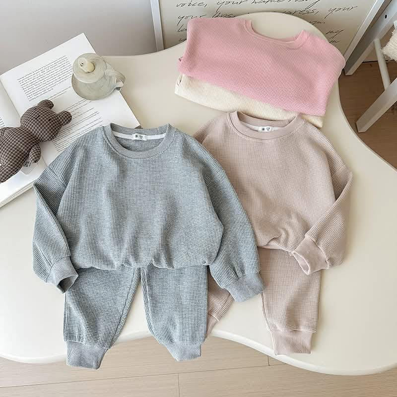 Kid’s Waffle Knit Sweat Jogger Set