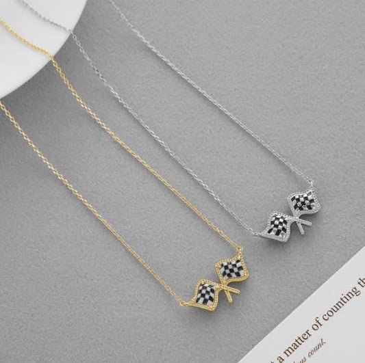 Race Day Checkered Flag Necklace