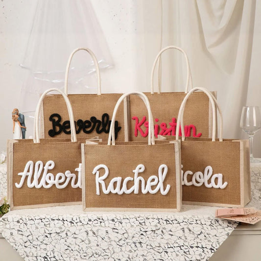 Personalized Burlap Beach Tote Bag