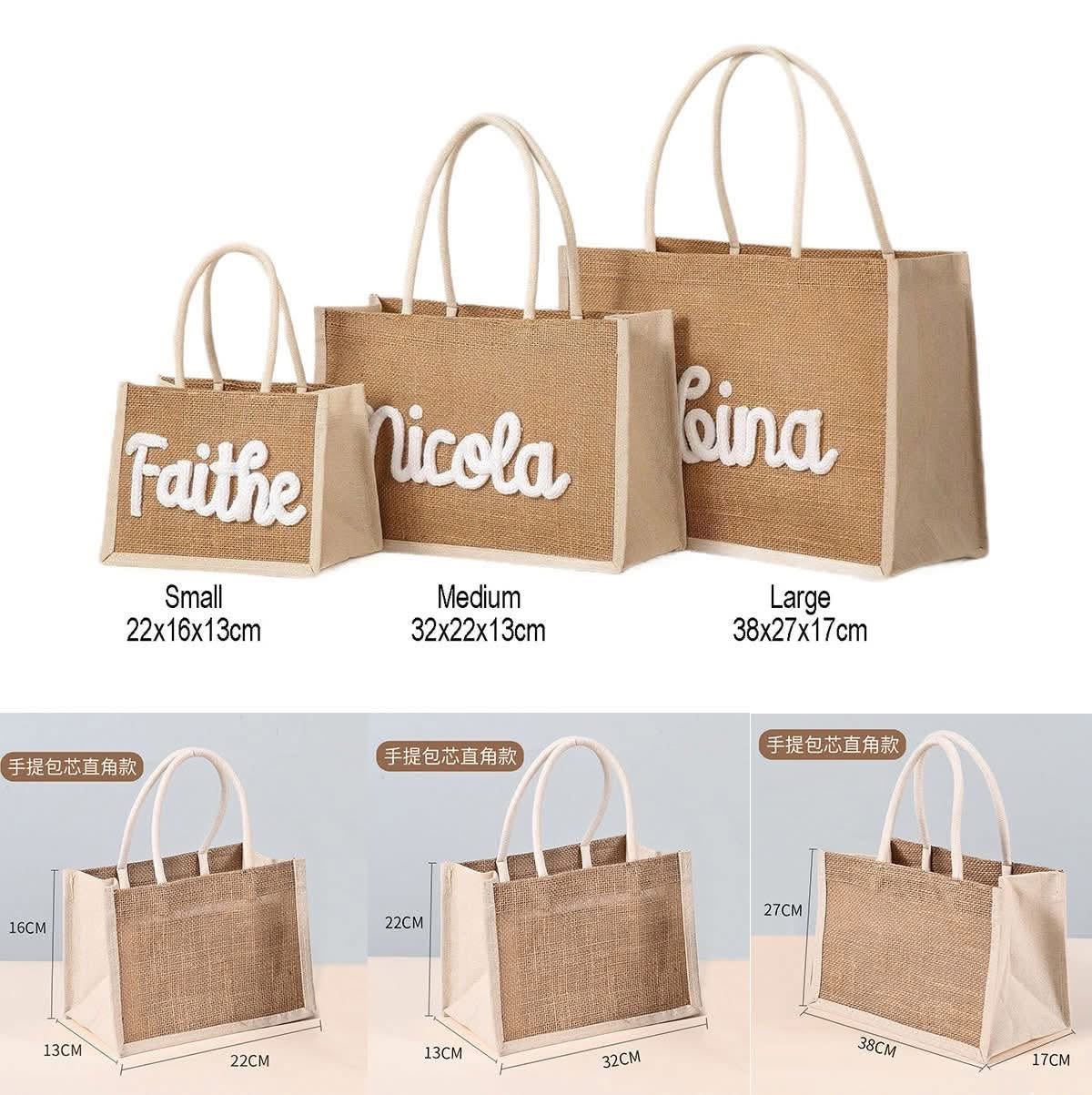 Personalized Burlap Beach Tote Bag