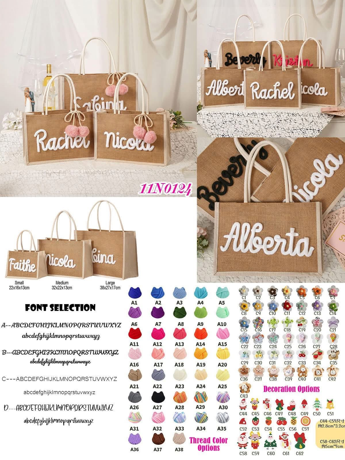 Personalized Burlap Beach Tote Bag