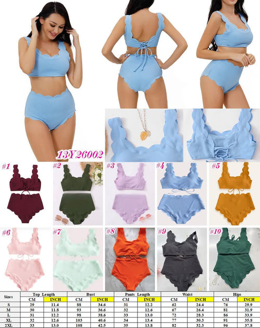 Scalloped High Waist Bikini Set 13Y26002