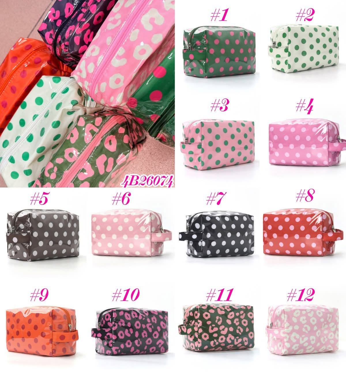 Polka Dot + Leopard PVC Waterproof Makeup Bag 4B26074