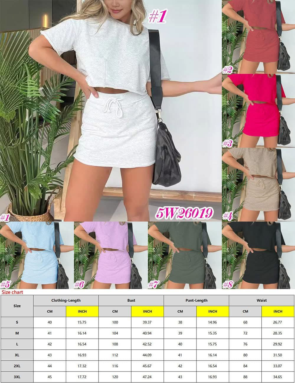 2 Piece Cropped Tee + Skort Set 5W26019