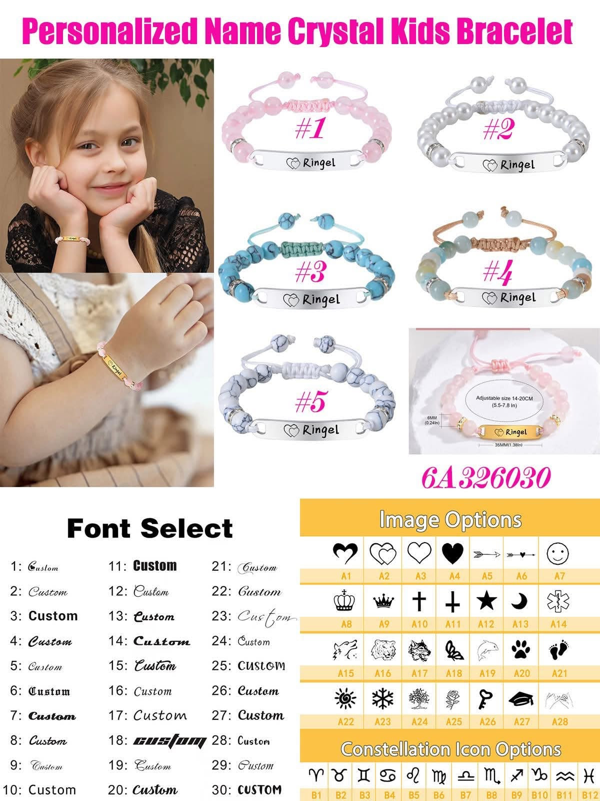 Personalized Name Crystal Kid's Bracelet 6A326030
