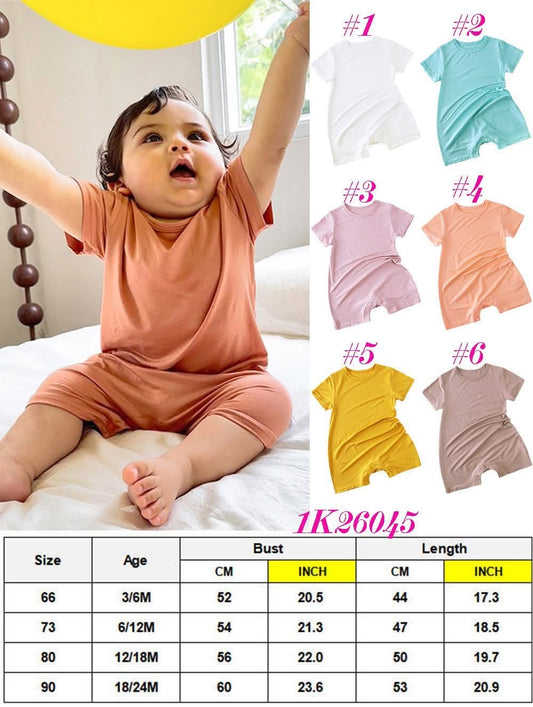 Solid Color Soft Modal Baby Short Sleeve Onsie 1K26045