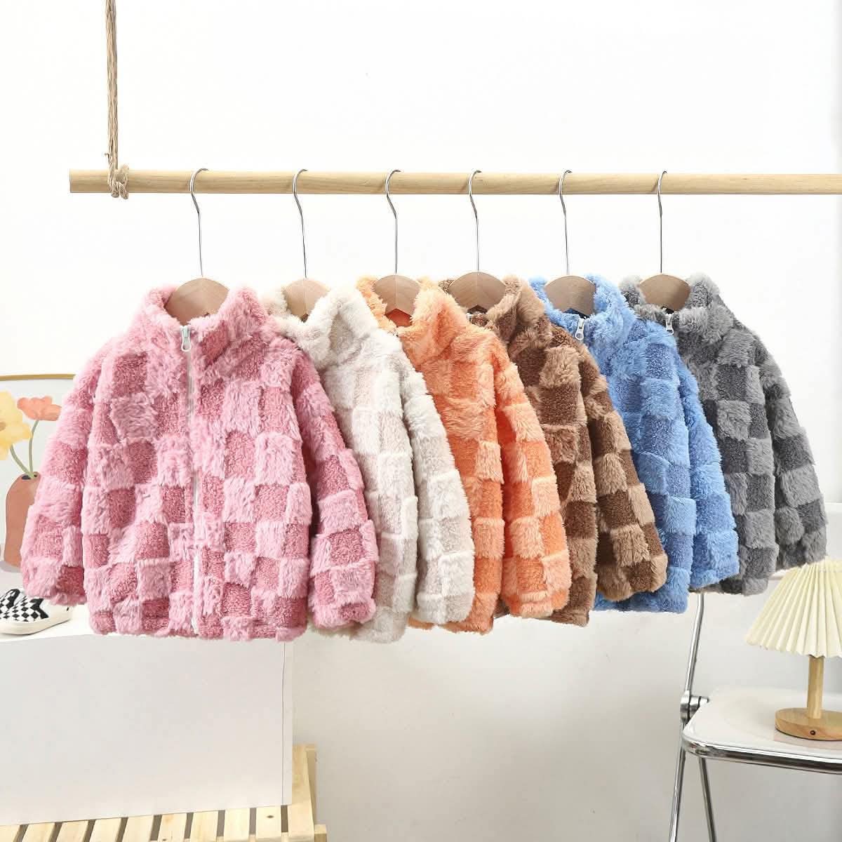 Kid’s Checkered Cozy Fuzzy Jacket 1K23087