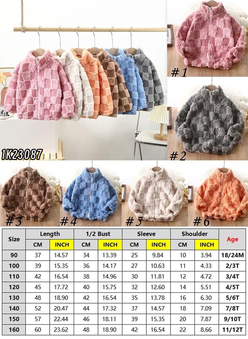 Kid’s Checkered Cozy Fuzzy Jacket 1K23087