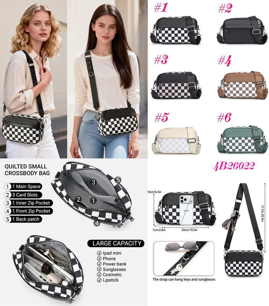 Contrast Color Checkered Crossbody 4B26022