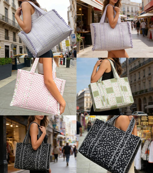 Quilted Ruffle Tote