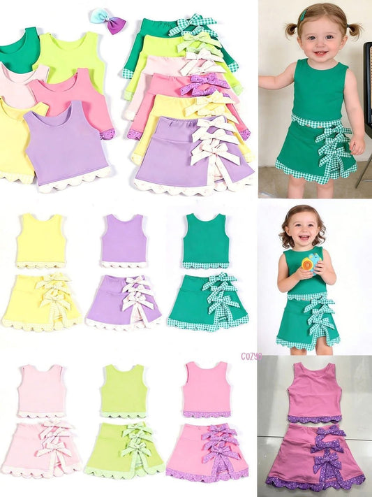Girl’s Bows & Ruffles Tank + Skort Set