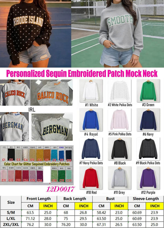 Personalized Sparkle Patch Mock Neck