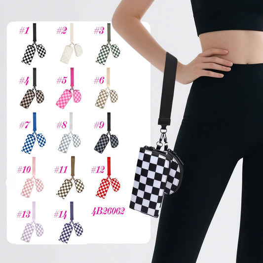 Checkered Double Pouch Wristlet 4B26062