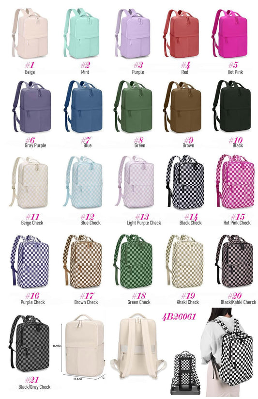 Checkered & Solid Suitcase Backpack