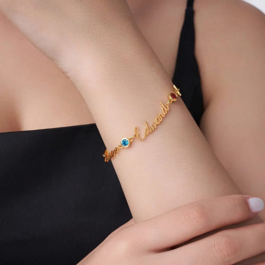 Personalized Name + Birthstone Bracelet