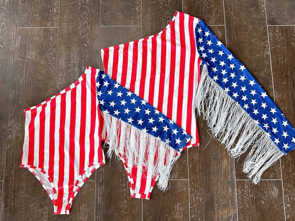 Mom & Me Patriotic Fringe Sleeve Bodysuit