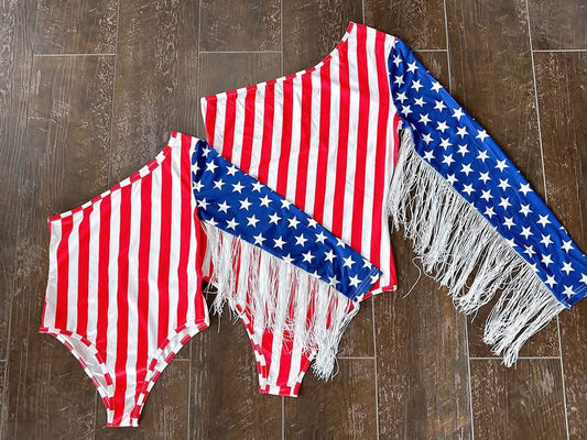 Mom & Me Patriotic Fringe Sleeve Bodysuit