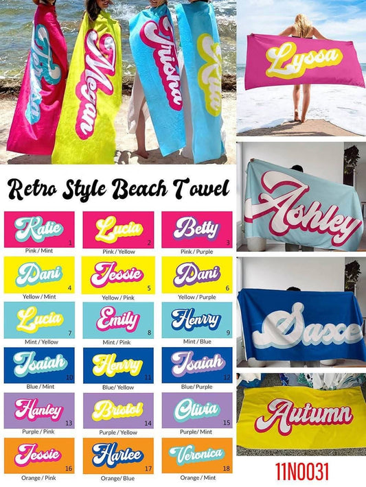 Custom Name Retro Style Beach Towels 11N0031