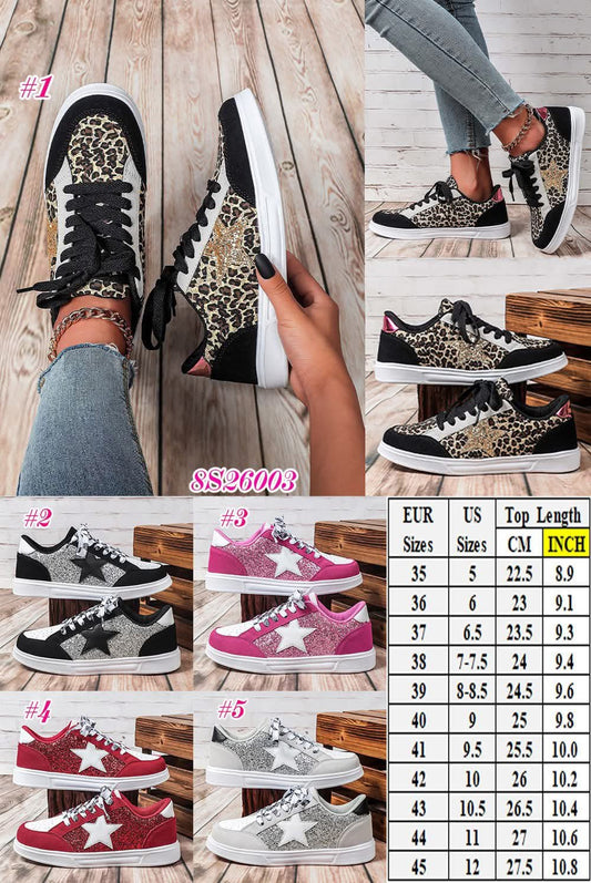 Glitter Star Lace Up Sneakers 8S26003