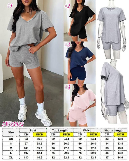 Women’s V Neck Tee & Shortie Set