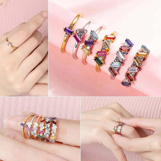 Personalized Birthstone Ring Rectangle
