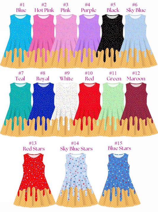 Girls Athletic Ice Cream Drip Dress