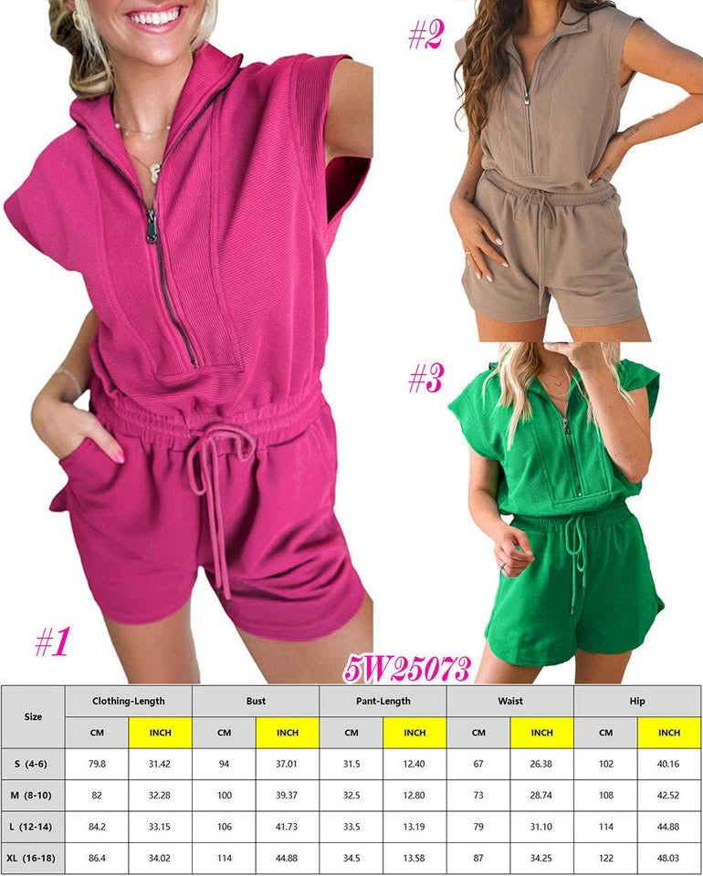 SUMMER ZIP-UP ROMPER SET