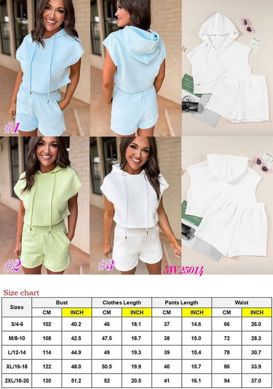 Textured Cropped Hoodie & Shorts Set