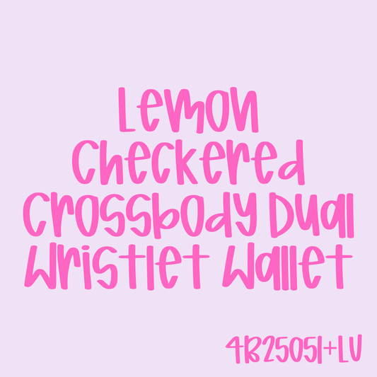 Lemon Checkered Crossbody Dual Wristlet Wallet